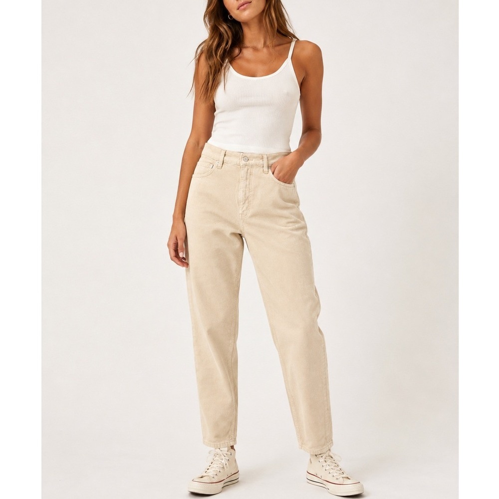 Free People We The Free Cotton Corduroy Straight Leg Pants Beige Women's Size 31